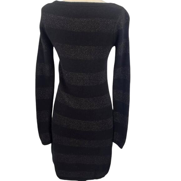 Vineyard Vines Wool Cashmere Black Stripe Sweater Dress Metallic Size XS - Picture 5 of 6
